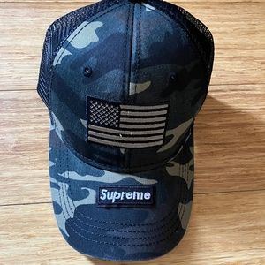 Camouflage hat with patch